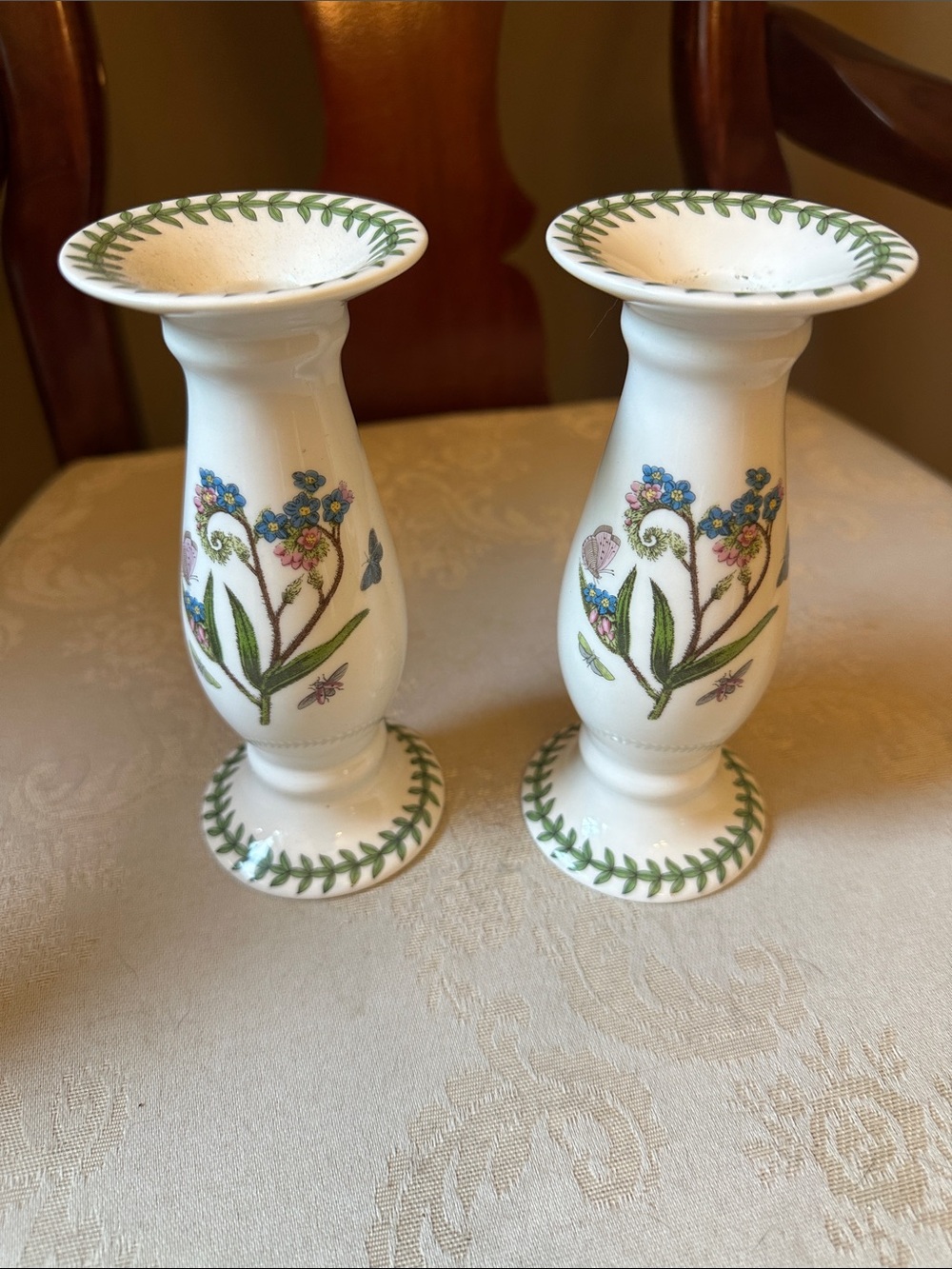 Portmeirion Botanical Garden by Susan Williams-Ellis candlestick pair